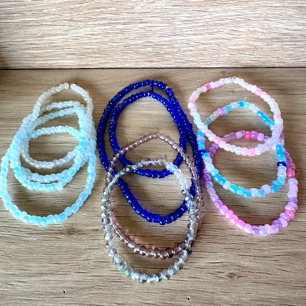 Handmade Beaded Bracelets + Ankle Bracelet (set of 11)